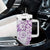 Purple Polynesian Pattern With Plumeria Flowers Tumbler With Handle