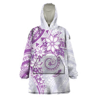Polynesian Pattern With Plumeria Flowers Wearable Blanket Hoodie Purple LT05 One Size Purple - Polynesian Pride