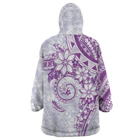 Polynesian Pattern With Plumeria Flowers Wearable Blanket Hoodie Purple LT05 - Polynesian Pride