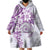 Polynesian Pattern With Plumeria Flowers Wearable Blanket Hoodie Purple