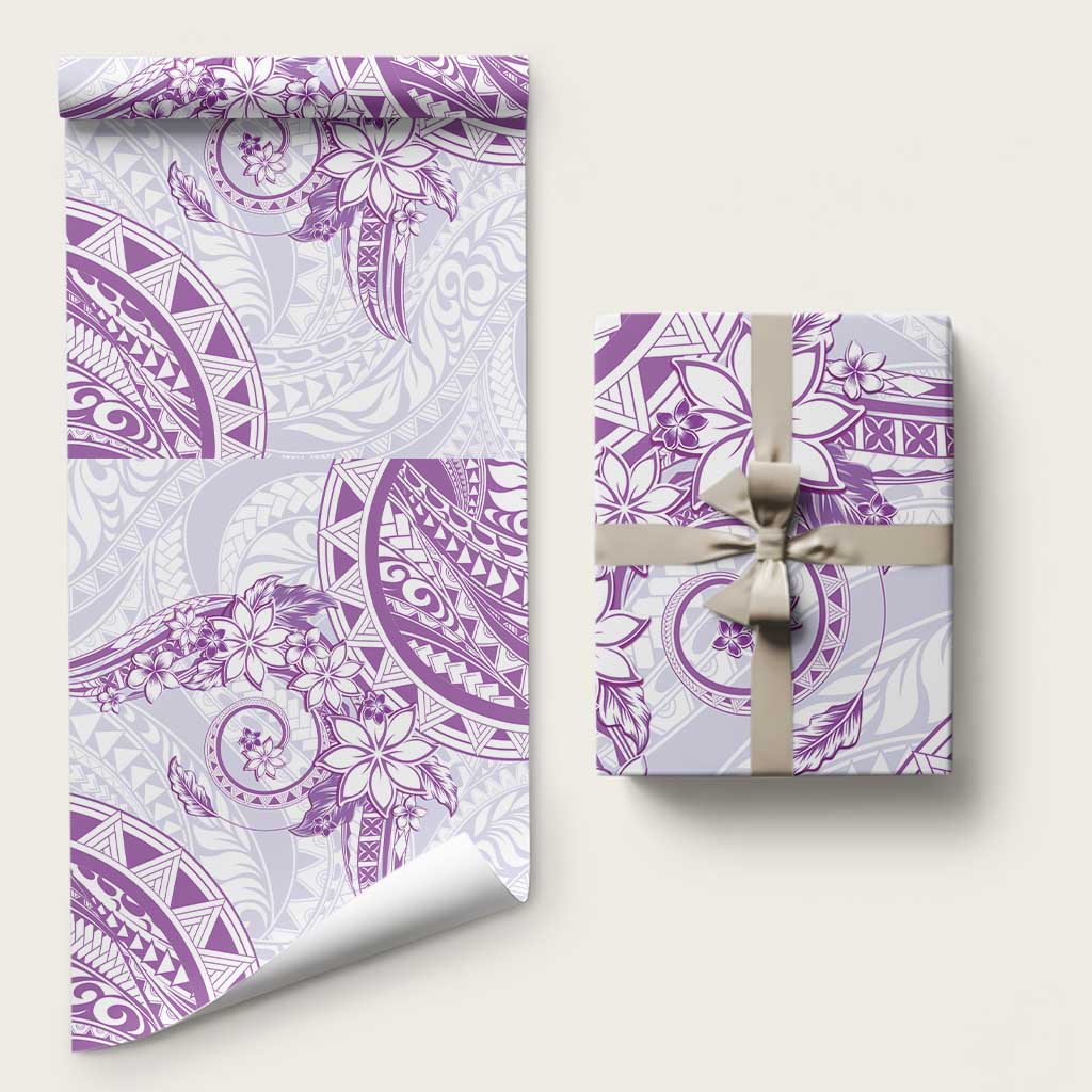 Polynesian Pattern With Plumeria Flowers Wrapping Paper Purple LT05 58" × 23" Purple - Polynesian Pride