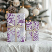 Polynesian Pattern With Plumeria Flowers Wrapping Paper Purple LT05 - Polynesian Pride