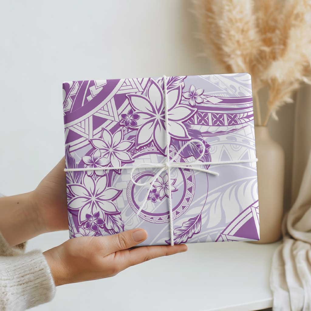 Polynesian Pattern With Plumeria Flowers Wrapping Paper Purple LT05 - Polynesian Pride