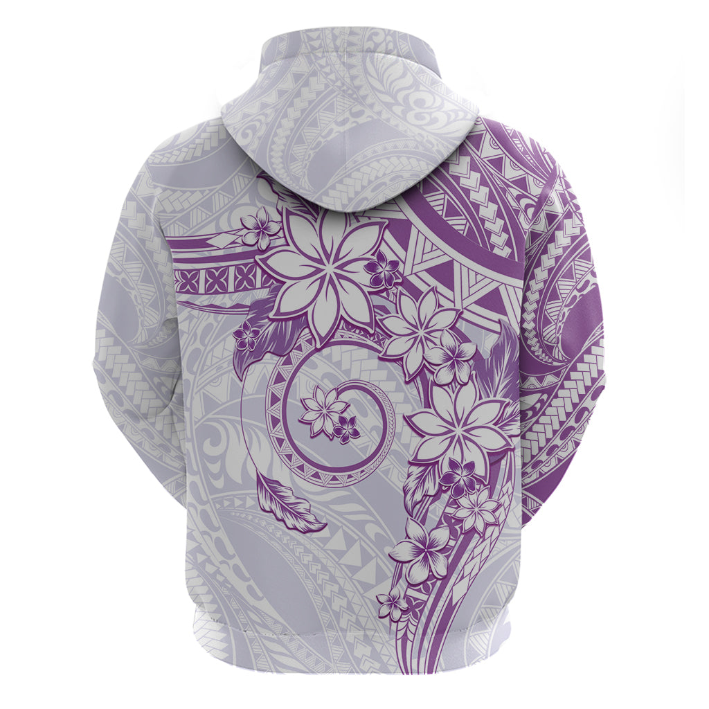 Polynesian Pattern With Plumeria Flowers Zip Hoodie Purple