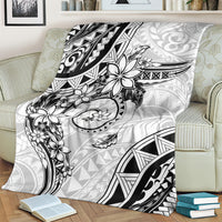 Polynesian Pattern With Plumeria Flowers Blanket White LT05 - Polynesian Pride