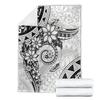 Polynesian Pattern With Plumeria Flowers Blanket White LT05 - Polynesian Pride