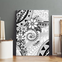 Polynesian Pattern With Plumeria Flowers Canvas Wall Art White LT05 - Polynesian Pride