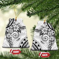 Polynesian Pattern With Plumeria Flowers Ceramic Ornament White LT05 Bell Flake White - Polynesian Pride