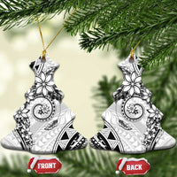 Polynesian Pattern With Plumeria Flowers Ceramic Ornament White LT05 Christmas Tree White - Polynesian Pride