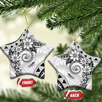 Polynesian Pattern With Plumeria Flowers Ceramic Ornament White LT05 Star White - Polynesian Pride