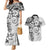 Polynesian Pattern With Plumeria Flowers Couples Matching Mermaid Dress and Hawaiian Shirt White