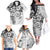 Polynesian Pattern With Plumeria Flowers Family Matching Off The Shoulder Long Sleeve Dress and Hawaiian Shirt White