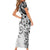 Polynesian Pattern With Plumeria Flowers Family Matching Short Sleeve Bodycon Dress and Hawaiian Shirt White