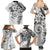 Polynesian Pattern With Plumeria Flowers Family Matching Summer Maxi Dress and Hawaiian Shirt White