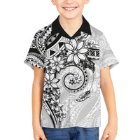 Polynesian Pattern With Plumeria Flowers Family Matching Tank Maxi Dress and Hawaiian Shirt White LT05 Son's Shirt White - Polynesian Pride