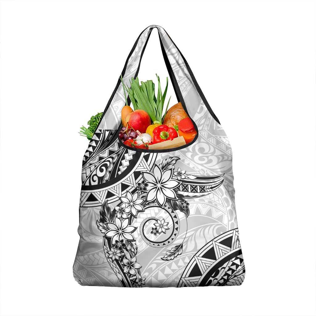 Polynesian Pattern With Plumeria Flowers Grocery Bag White LT05 1-pack One Size White - Polynesian Pride