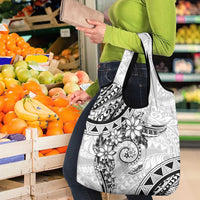 Polynesian Pattern With Plumeria Flowers Grocery Bag White LT05 - Polynesian Pride