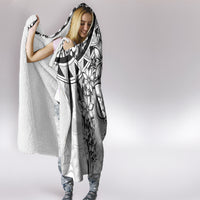 Polynesian Pattern With Plumeria Flowers Hooded Blanket White LT05 - Polynesian Pride