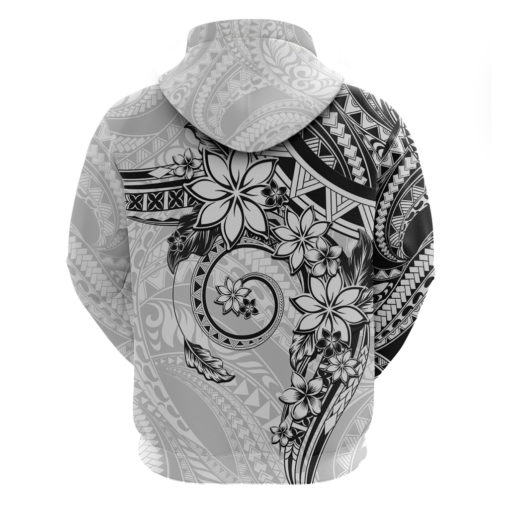 Polynesian Pattern With Plumeria Flowers Hoodie White LT05 - Polynesian Pride