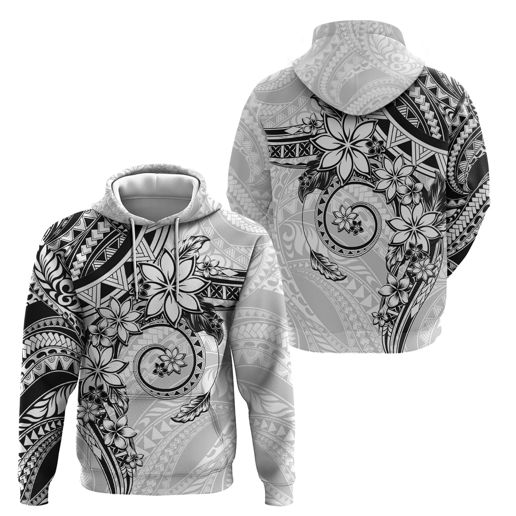 Polynesian Pattern With Plumeria Flowers Hoodie White LT05 - Polynesian Pride
