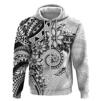 Polynesian Pattern With Plumeria Flowers Hoodie White LT05 Zip Hoodie White - Polynesian Pride