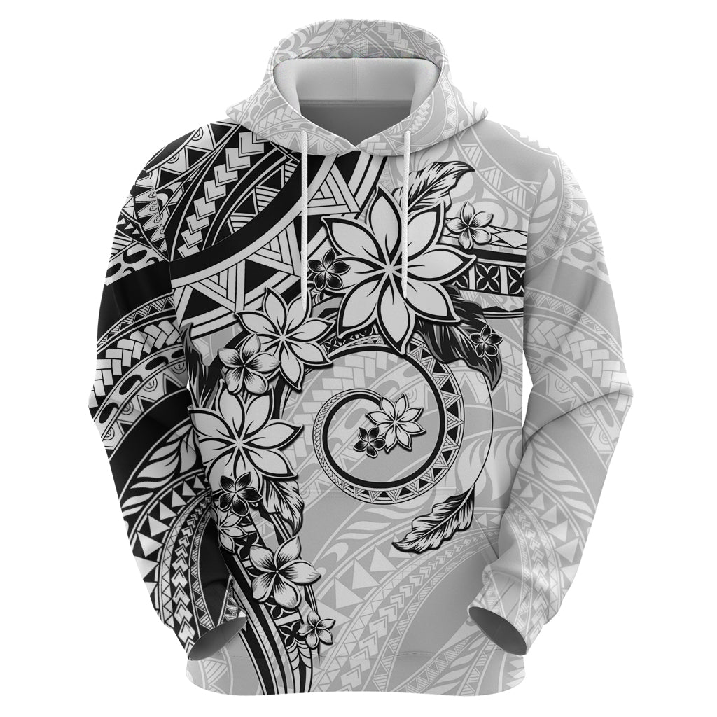 Polynesian Pattern With Plumeria Flowers Hoodie White LT05 - Polynesian Pride