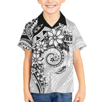 Polynesian Pattern With Plumeria Flowers Kid Hawaiian Shirt White LT05 Kid White - Polynesian Pride