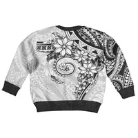 Polynesian Pattern With Plumeria Flowers Kid Ugly Christmas Sweater White