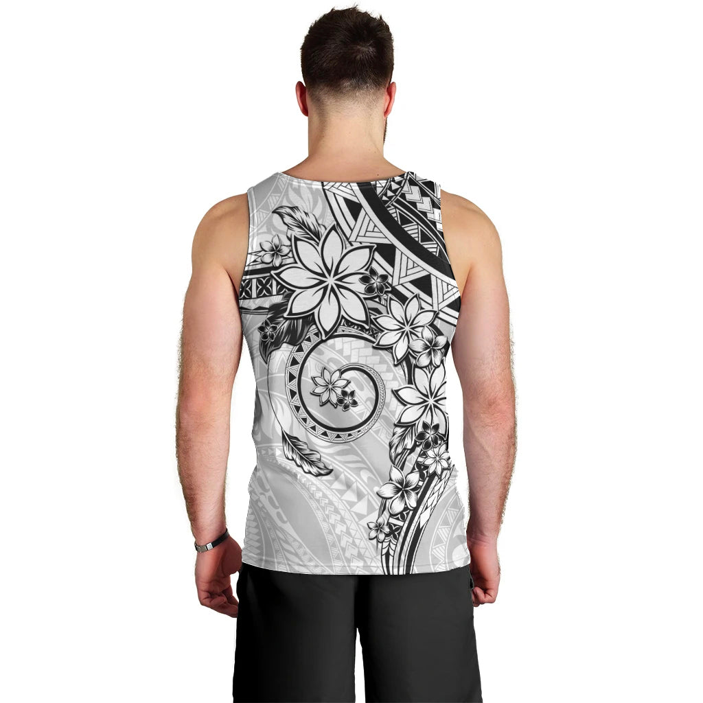 Polynesian Pattern With Plumeria Flowers Men Tank Top White LT05 - Polynesian Pride