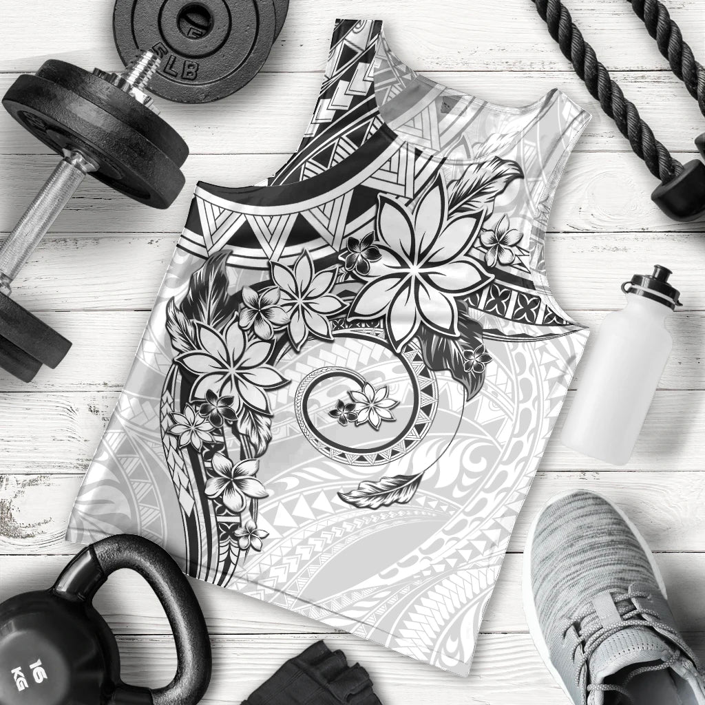 Polynesian Pattern With Plumeria Flowers Men Tank Top White LT05 - Polynesian Pride