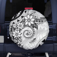 Polynesian Pattern With Plumeria Flowers Spare Tire Cover White LT05 - Polynesian Pride