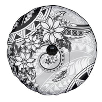 Polynesian Pattern With Plumeria Flowers Spare Tire Cover White LT05 - Polynesian Pride