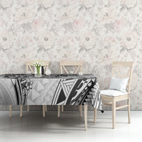 Polynesian Pattern With Plumeria Flowers Tablecloth White LT05 - Polynesian Pride