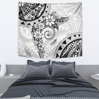 Polynesian Pattern With Plumeria Flowers Tapestry White LT05 - Polynesian Pride