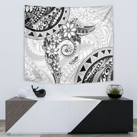 Polynesian Pattern With Plumeria Flowers Tapestry White LT05 - Polynesian Pride