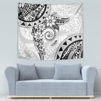 Polynesian Pattern With Plumeria Flowers Tapestry White LT05 - Polynesian Pride