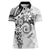 Polynesian Pattern With Plumeria Flowers Women Polo Shirt White