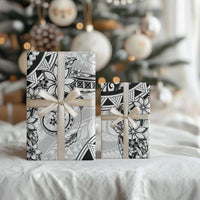 Polynesian Pattern With Plumeria Flowers Wrapping Paper White LT05 - Polynesian Pride