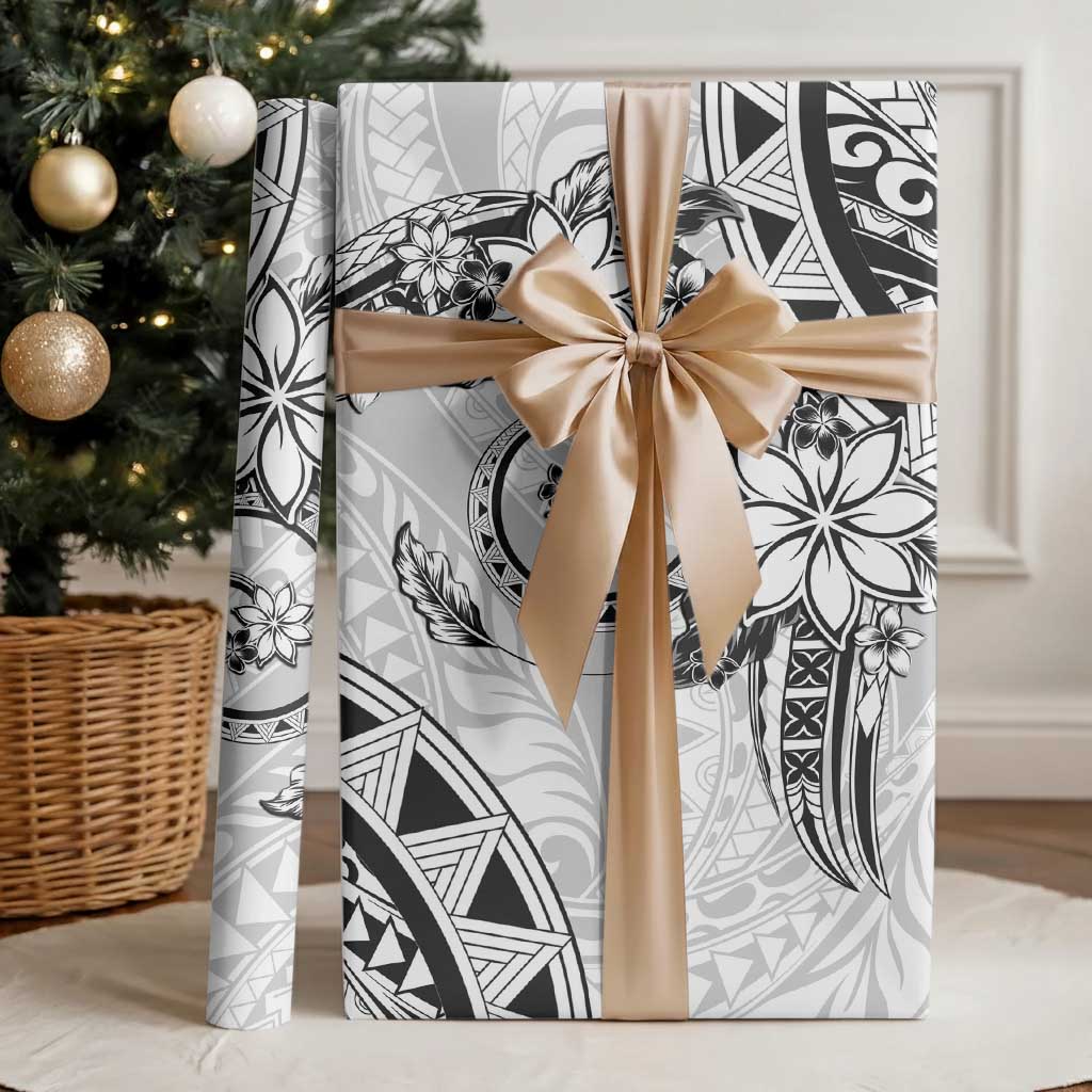Polynesian Pattern With Plumeria Flowers Wrapping Paper White LT05 - Polynesian Pride