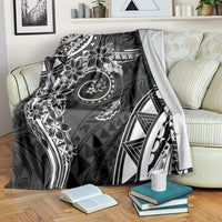 Polynesian Pattern With Plumeria Flowers Blanket Black LT05 Black - Polynesian Pride