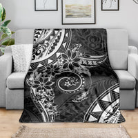 Polynesian Pattern With Plumeria Flowers Blanket Black LT05 - Polynesian Pride