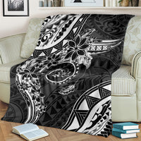 Polynesian Pattern With Plumeria Flowers Blanket Black LT05 - Polynesian Pride