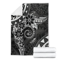 Polynesian Pattern With Plumeria Flowers Blanket Black LT05 - Polynesian Pride