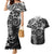 Polynesian Pattern With Plumeria Flowers Couples Matching Mermaid Dress and Hawaiian Shirt Black