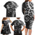 Polynesian Pattern With Plumeria Flowers Family Matching Long Sleeve Bodycon Dress and Hawaiian Shirt Black