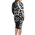 Polynesian Pattern With Plumeria Flowers Family Matching Long Sleeve Bodycon Dress and Hawaiian Shirt Black