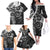 Polynesian Pattern With Plumeria Flowers Family Matching Off The Shoulder Long Sleeve Dress and Hawaiian Shirt Black