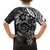 Polynesian Pattern With Plumeria Flowers Family Matching Off Shoulder Short Dress and Hawaiian Shirt Black