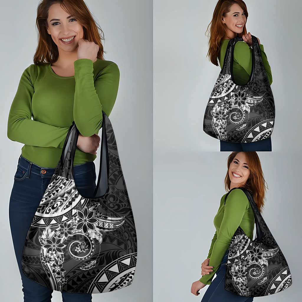 Polynesian Pattern With Plumeria Flowers Grocery Bag Black LT05 - Polynesian Pride