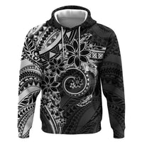 Polynesian Pattern With Plumeria Flowers Hoodie Black LT05 Pullover Hoodie Black - Polynesian Pride